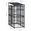 Outdoor Dog Kennel with Roof Steel 19.8 ft¬≤