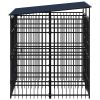 Outdoor Dog Kennel with Roof Steel 39.7 ft¬≤