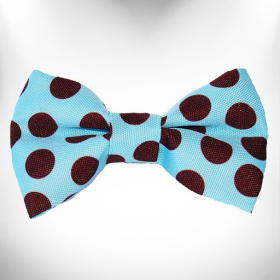 Polka Dot Dog Bow Tie (Color: Brown Dot on Lt Blue)